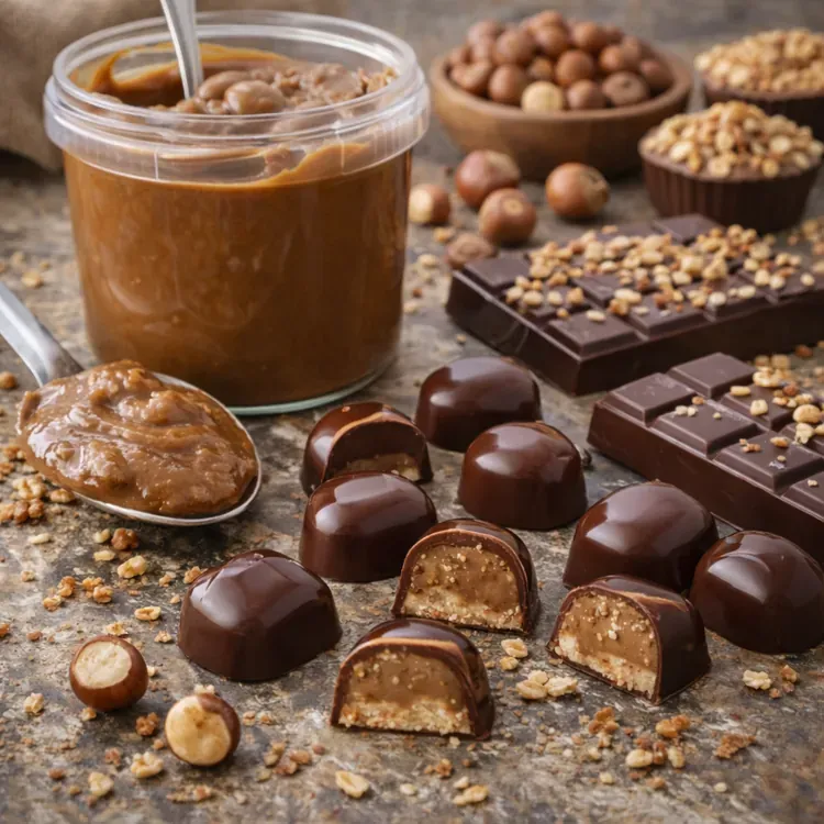 Hazelnut praline paste for artisanal confectionery illustration