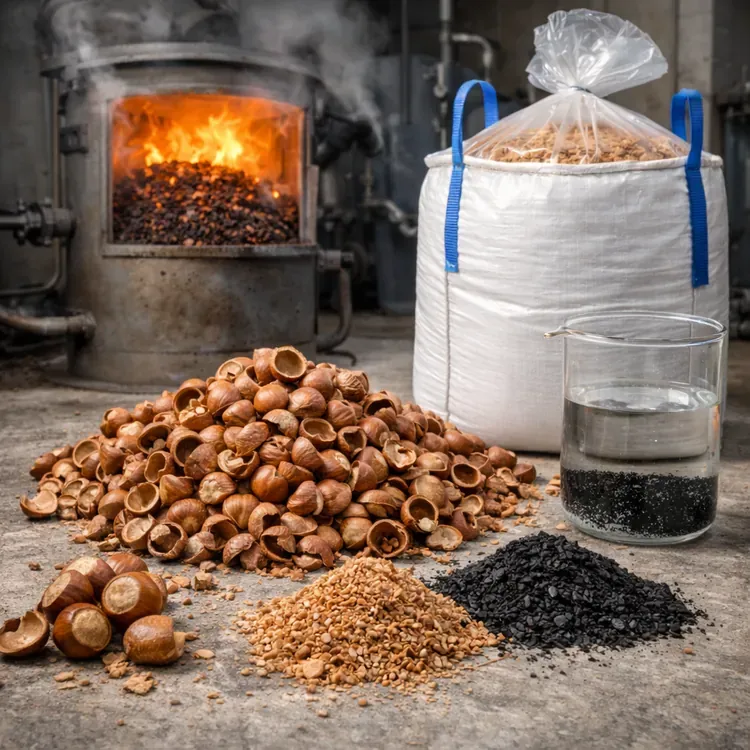 Hazelnut shells for activated carbon precursors illustration