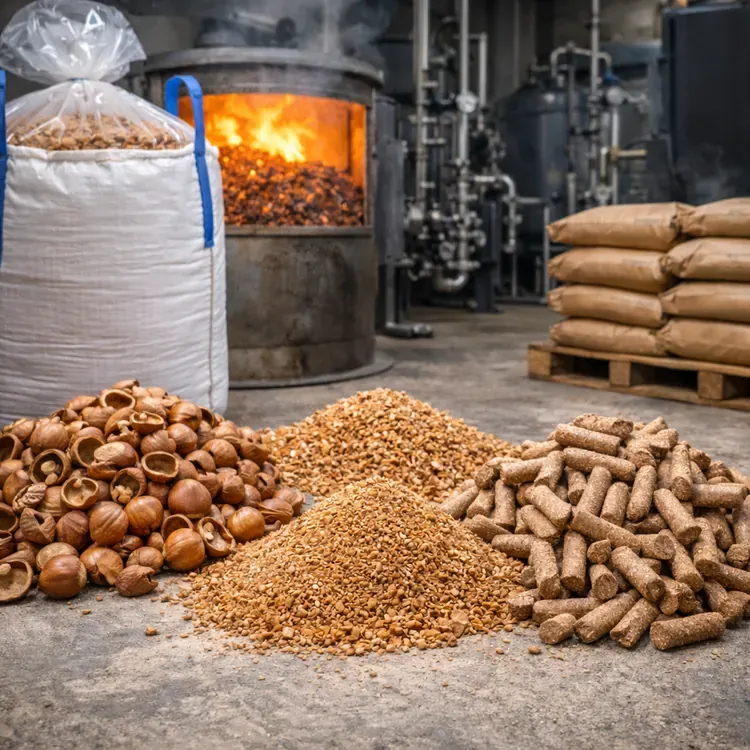Hazelnut shells for biomass fuel illustration
